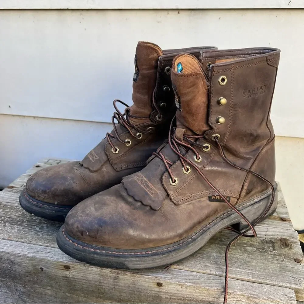 Ariat Workhog 8” Waterproof ATE Lace Up Leather Work Boots 12D